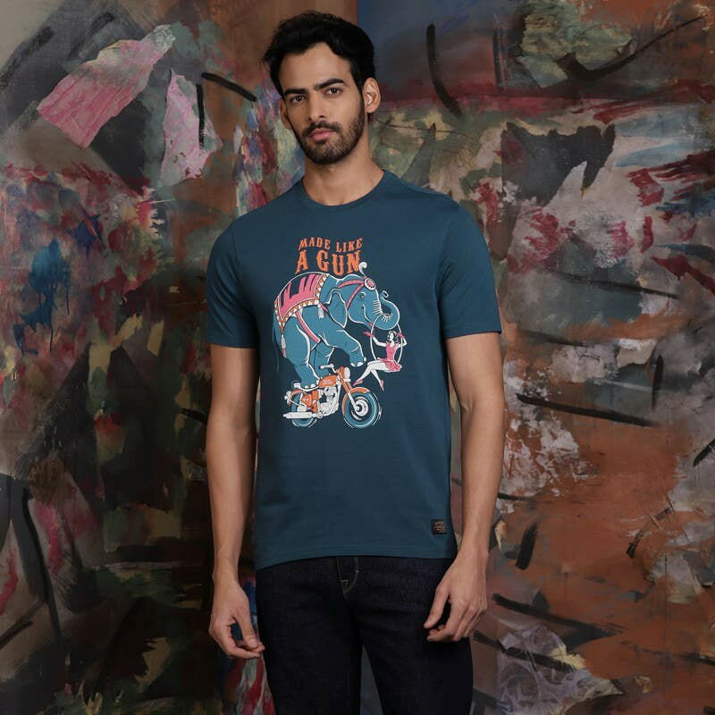 ROYAL ENFIELD / 륨եɽ Circus Graphic T-Shirt - Navy | RLATSS22...