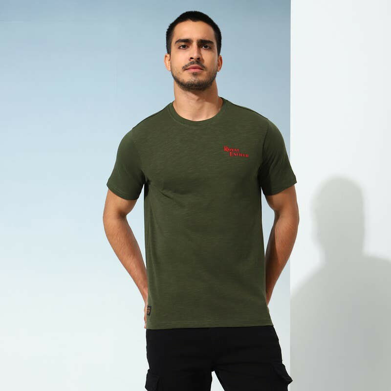 ROYAL ENFIELD / 륨եɽ Peak Pursuit Creneck T-Shirt - Dark Oliv...