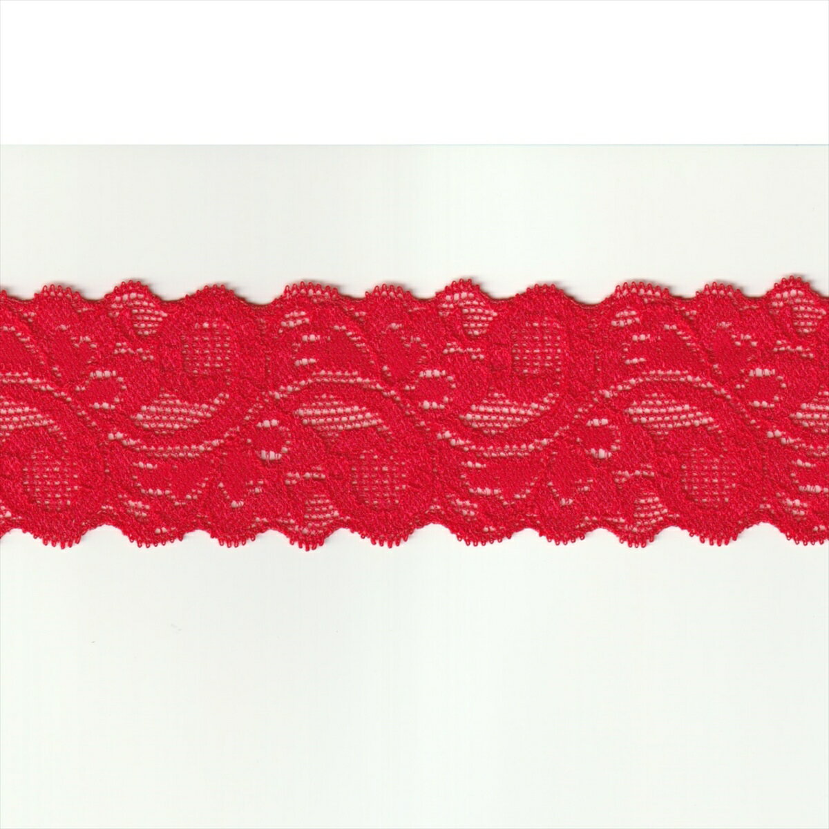 ストレッチ レース生地 レッド 幅45mm ナイロン ポリウレタン / カット売り ハンドメイド DIY 手芸用 アクセサリー 生地 単品 レース 【post】