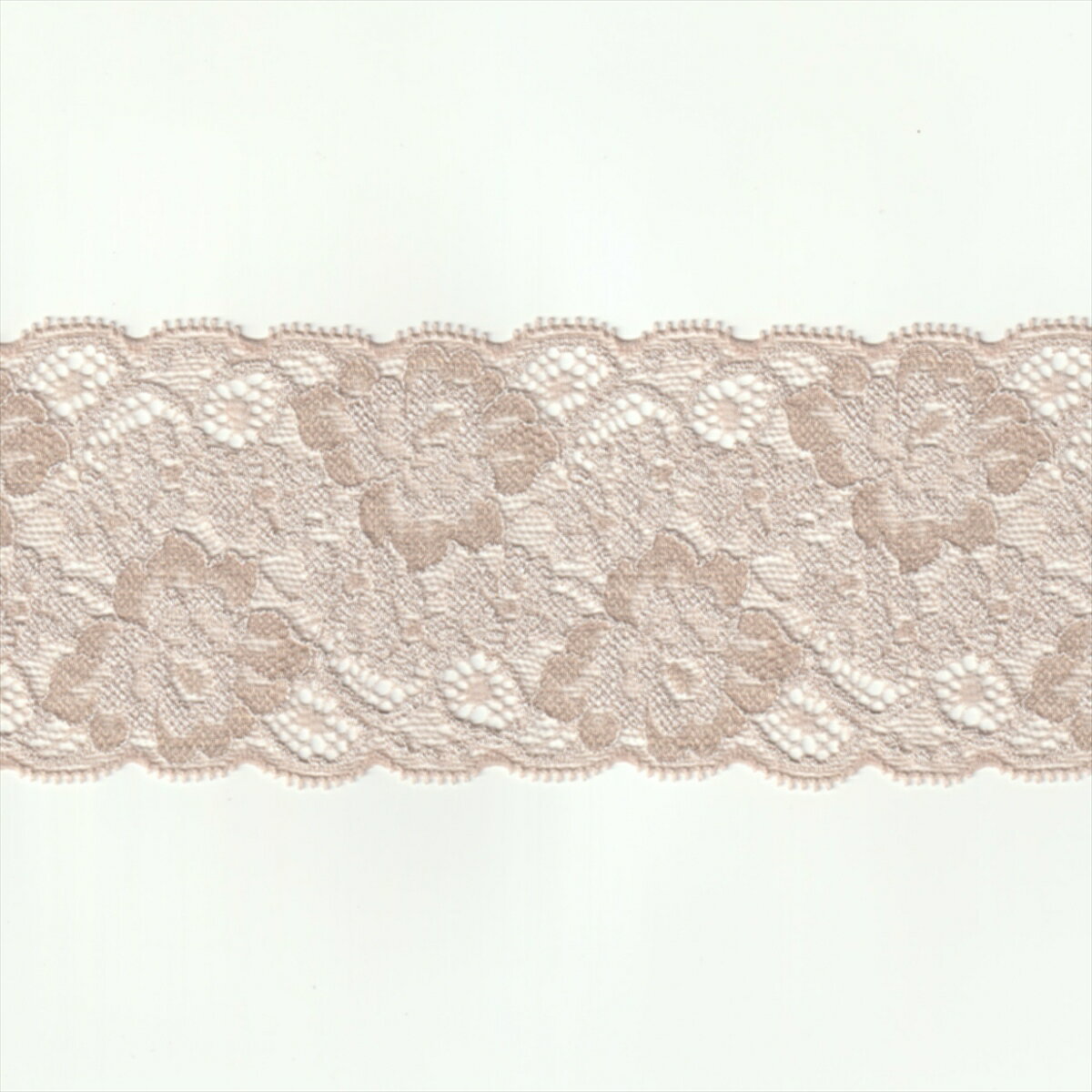ストレッチ レース生地 ベージュ 幅75mm ナイロン ポリウレタン その他 / カット売り ハンドメイド DIY..