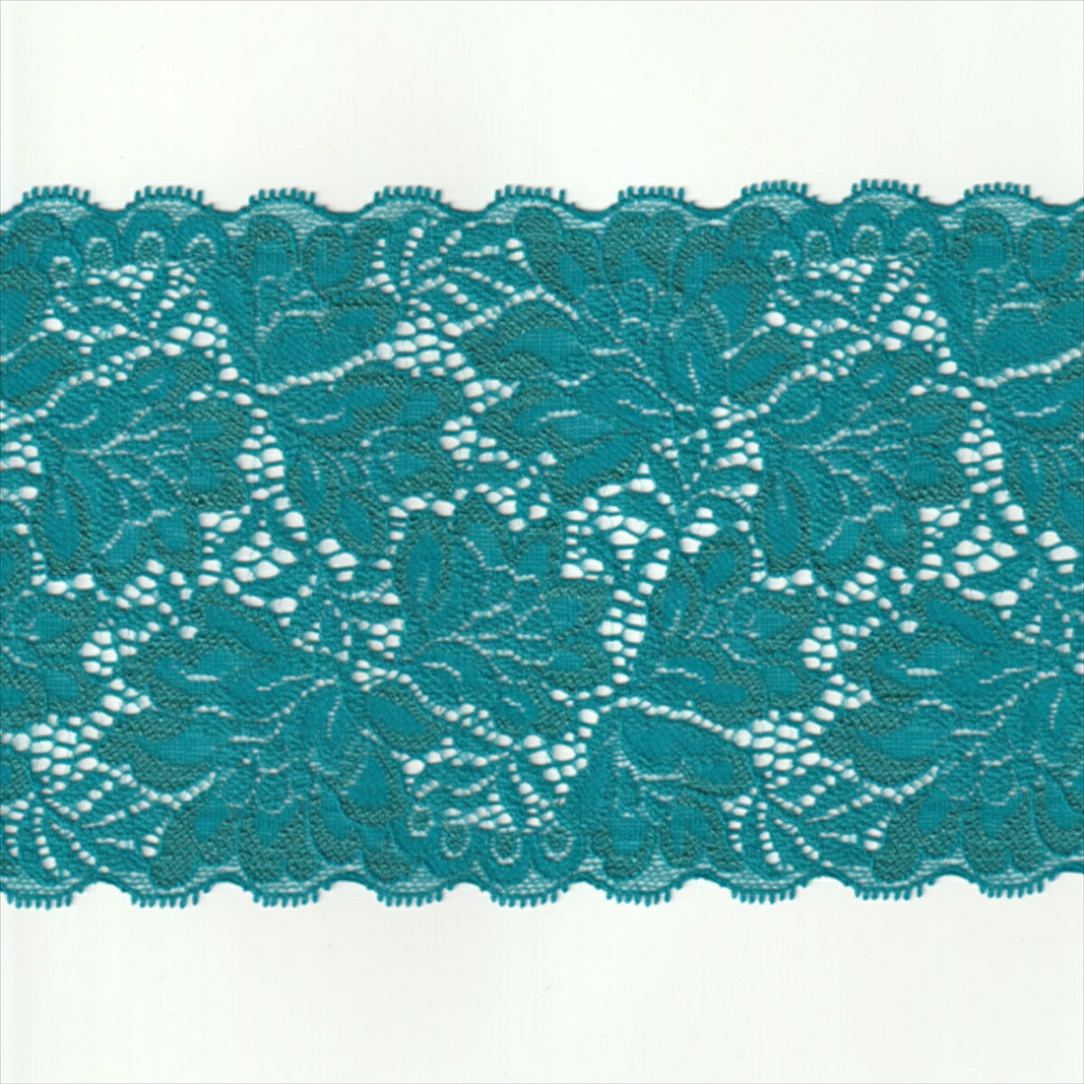 Cotton （Patterned Cloth） - ストレッチ レース生地 グリーン 幅128mm ナイロン ポリウレタン その他 / カット売り ハンドメイド DIY 手芸用 アクセサリー 生地 単品 レース 【post】