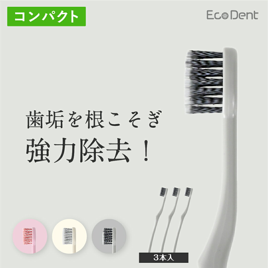 ＜ポイント10倍＞歯科医師推奨 EcoDent 歯ブラシ 3本セット ヘッドサイズ：コンパクト・毛の硬さ：ふつう 抗菌仕様 極細毛とフラットのツイン植毛｜抗菌金属イオン｜無機系抗菌剤バクテキラー…