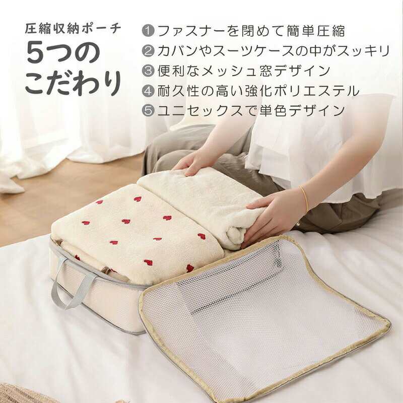 【8/24-8/27 マラソン限定★20％OFFクーポン】圧縮 トラベルポーチ 圧縮 4点セット メンズ トラベル 圧縮ポーチ 袋 バッグ 旅行 収納ポーチ 圧縮袋 軽量 出張 旅行 仕分け 簡単 ファスナー シンプル おしゃれ トラベルグッズ パッキング