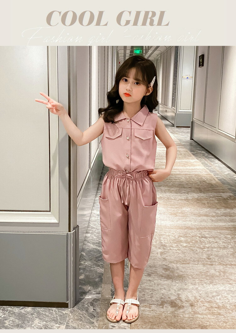 子供服 女の子 キッズセットアップ ノースリーブブラウス パンツ 上下セット 袖なし 韓国風 ジュニア キッズ ワイドパンツ 卒園式 入園式 入学式 カジュアル ナチュラル