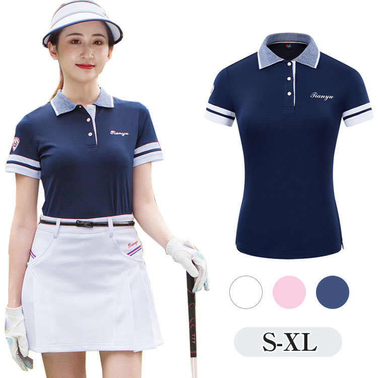 スポーツウェア ゴルフシャツ 半袖 ポロシャツ ストレッチ レディース カジュアル ゴルフウェア 夏 スポーツシャツ POシャツ 吸汗 速乾 薄手 POLO S...