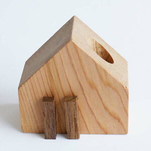 木製文具 木のペン立ハウス1本ペン立てR