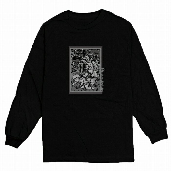 楽天woodgreen スマホケースの町ロングTシャツ DESENHISTA デゼニスタ ブラック 大人 デザイン ユニセックス メンズ レディース 長袖 ゆったり ストリート アメコミ ホラー モンスター サイコ ハロウィン