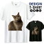 デザイン Tシャツ メンズ サイズ S M L LL XL 半袖 綿 100% 透けない 長持ち プリント コットン ゆったり 白Tシャツ 黒 ホワイト ブラック ネコ ブリティッシュショートヘア 写真 プリント グレー 猫 切り抜き おしゃれ かわいい 2,980円