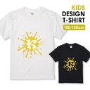 ◆エントリで100円〜OFFクーポン◆ Tシャツ キッズ こどもサイズ アルファベット K イエロー 黄色 おしゃれデザイン ペンキ スプラッシュ サイズ 10...