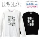 キャット6 猫 にゃんこ 窓 白黒 かわいい ロングスリーブTシャツ リブ付き メンズ ユニセックス S M L LL XL 長袖 ロンティー ロンT 綿 100% プリントtシャツ コットン 人気 5.6オンス ハイクオリティー 白Tシャツ 黒Tシャツ ホワイト ブラック(4)