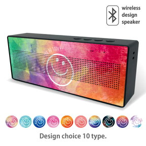 Bluetooth ワイヤレス スピーカー speaker ブルートゥース デザイン ポータブル スピーカー マルチ プリント ガジェット スマイル 水彩　スマイリー グラデーション ピンク ブルー オレンジ ネイビー