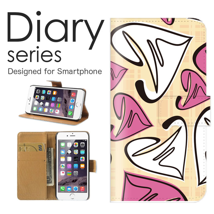 iPhone13_Pro 手帳 ケース 手帳型ケース アイフォン13プロ 手帳型カバー オススメ iPhone13pro スマホケース レザー Apple ハート ラブリー キュート かわいい 女性に 人気 ピンク レッド ボーダー 点線 不揃い 海外 で流行 (13PR)