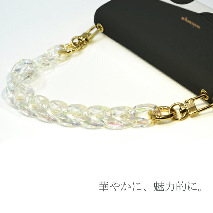 ストラップ CHAIN COLLECTION 手帳型 レター型 スマホケース 全機種対応 可愛い オシャレ 人気 iPhone13 12 11 Pro Max mini iPhoneSE(第2世代) クリアチェーン 韓国 アクセサリー プラスチック チェーン