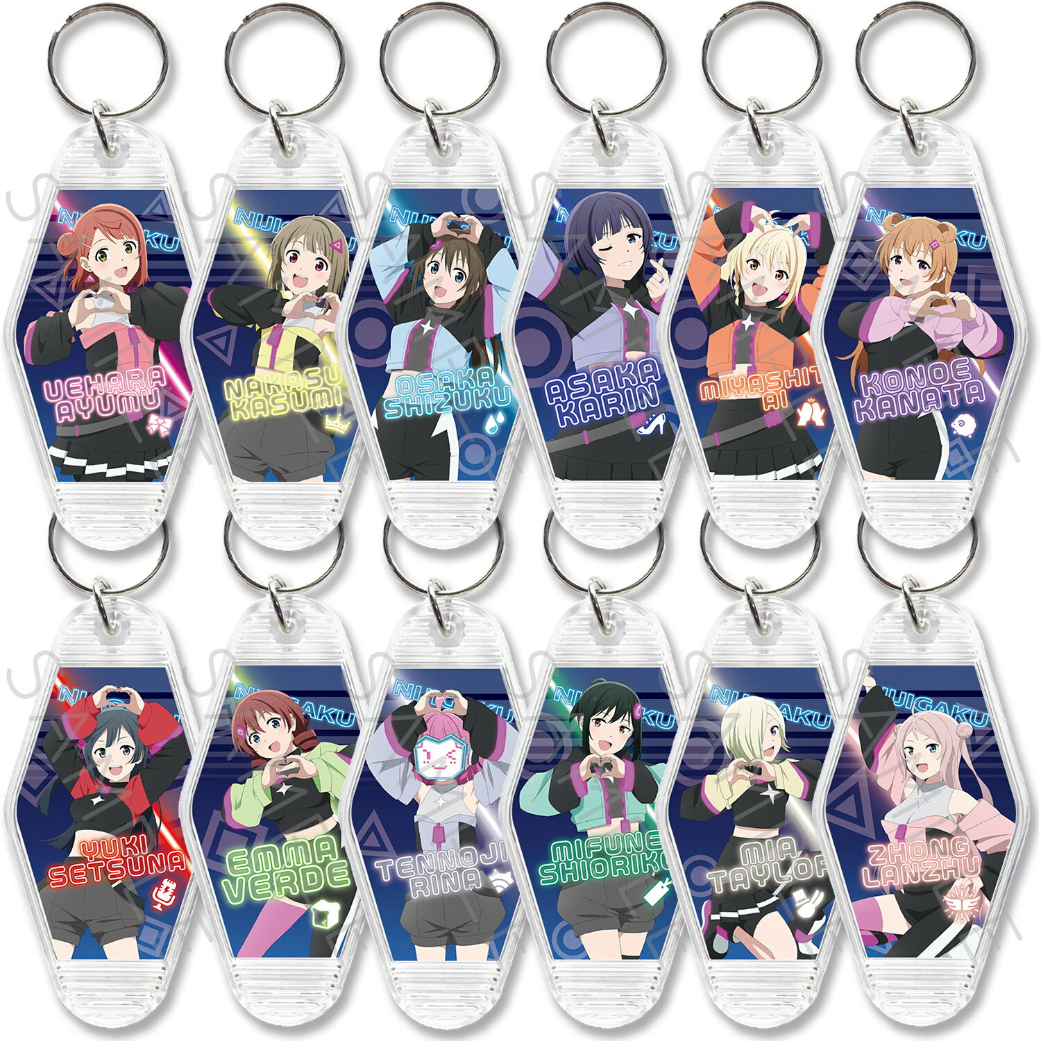 『ラブライブ!虹ヶ咲学園スクールアイドル同好会 NEXT SKY』 モーテルホルダー A上原歩夢 B中須かすみ C桜坂しずく D朝香果林 E宮下愛 F近江彼方 G優木せつ菜 Hエマ・ヴェルデ I天王寺璃奈 J三船栞子 Kミア・テイラー L鐘嵐珠 キャラクター 公認グッズ