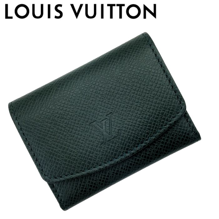 【中古】LOUIS VUITTON ルイヴィトン カフスケース【ほぼ新品】タイガ アクセサリーケース メンズ レディース グリーン ブランド r-lv-cc-p...