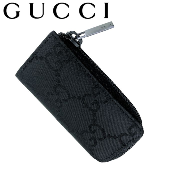 【中古】GUCCI グッチ キーケース 4連【ほぼ新品】ブラック GG柄 ナイロン ジッパー 鍵入れ キーホルダー メンズ レディース ブランド r-gg-k-p250924-02
