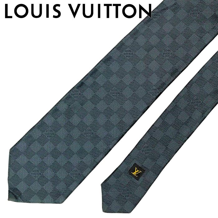【中古】LOUIS VUITTON ルイヴィトン ネクタイ【非常に良い】ダークグレー 9.5cm メンズ ブランド r-lv-t-p241211-02