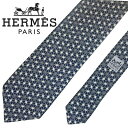 【中古】HERMES エルメス ネクタイ【ほぼ新品】9cm ネイビー×ホワイト シルク ブランド r-he-t-e10362952