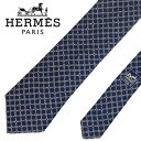 【中古】HERMES エルメス ネクタイ【ほぼ新品】9cm ネイビー シルク ブランド r-he-t-e10362955