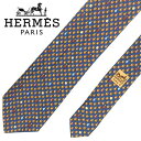 【中古】HERMES エルメス ネクタイ【ほぼ新品】9cm スカイブルー フルーツ柄 シルク ブランド r-he-t-e10362960
