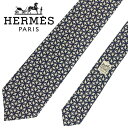 【中古】HERMES エルメス ネクタイ【ほぼ新品】9cm ネイビー×ホワイト シルク ブランド r-he-t-e10362967
