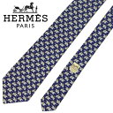 【中古】HERMES エルメス ネクタイ【ほぼ新品】9cm ネイビー ブルー 象柄 シルク ブランド r-he-t-e10368638
