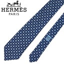 【中古】HERMES エルメス ネクタイ【ほぼ新品】9cm ネイビー ブルー カバ柄 シルク ブランド r-he-t-e10369322