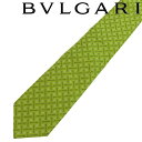 【中古】BVLGARI ブルガリ ネクタイ【ほぼ新品】剣先幅:10cm グリーン ロゴモノグラム メンズ ブランド r-bv-t-0041-08