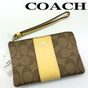【中古】COACH コーチ ポーチ【未使用品】ベージュ×ブラウン ストラップ付き 化粧ポーチ 小物入れ メンズ レディース ブランド r-co-p-0092-01