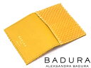 名刺入れ カードケース BADURA バドゥーラ マスタードイエロー（からし色） カーフ×アナコンダ 高級 レザー 本革 BA-CC-MUSTARD ブランド 男性用 女性用 イタリア製