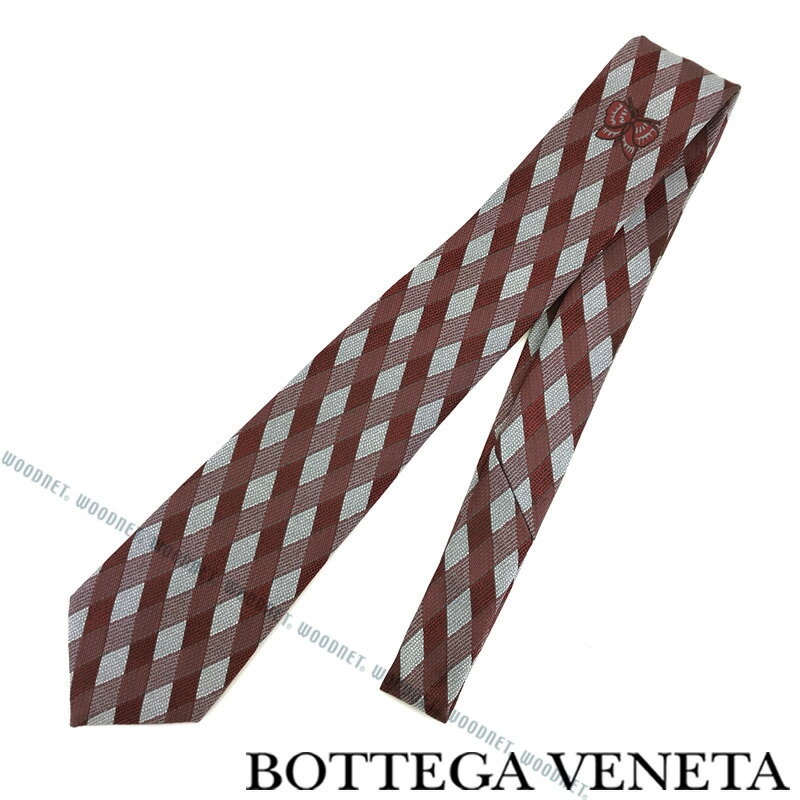 ボッテガ・ヴェネタ ネクタイ BOTTEGA VENETA ネクタイ ボッテガベネタ メンズ シルク レッド×シルバー 赤系 520556-4V0026569 ブランド ビジネス