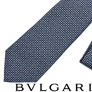 BVLGARI ネクタイ ブルガリ メンズ ブルー シルク ロゴマニア 241835-BLUE ブランド