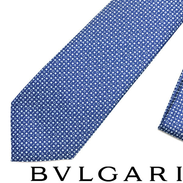 BVLGARI ネクタイ ブルガリ メンズ ライトブルー シルク ロゴマニア 241837-LIGHTBLUE ブランド