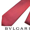 BVLGARI ネクタイ ブルガリ メンズ レッド シルク ロゴマニア 244089-RED ブランド
