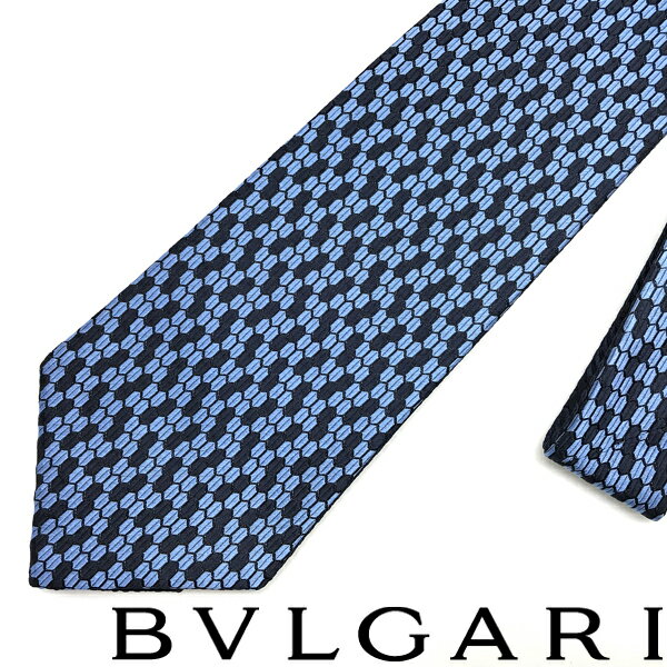 BVLGARI ネクタイ ブルガリ メンズ ネイビー×ブルー シルク ダブル 244428-NAVY ブランド