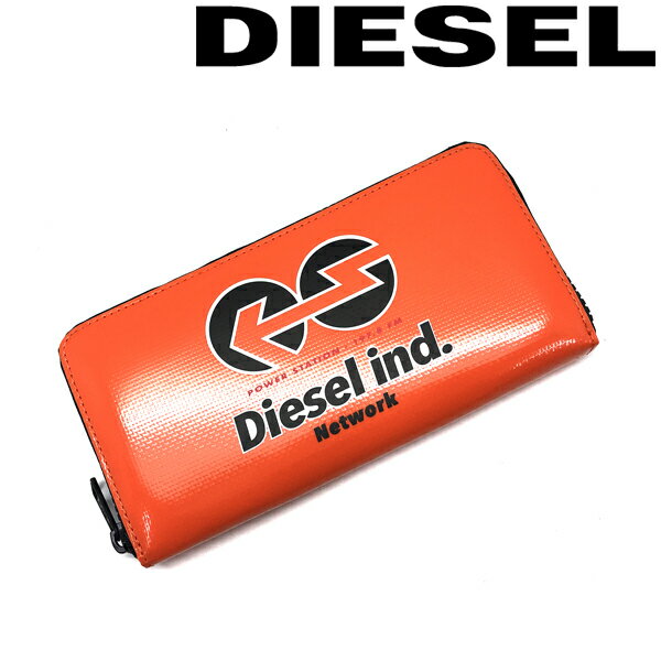 ディーゼル 長財布（メンズ） DIESEL 長財布 ディーゼル メンズ&レディース ジップアラウンド GARNET ロゴ オレンジ×ブラック X08995-P4635-T3136 ブランド