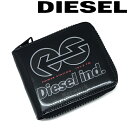 DIESEL 財布 ディーゼル メンズ レディース ジップアラウンド 二つ折り HIRESH XS ZIPPI ロゴ ブラック X08996-P4635-T8013 ブランド