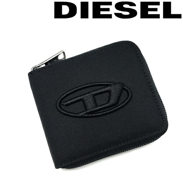 ディーゼル 財布（メンズ） DIESEL 財布 ディーゼル メンズ&レディース ジップアラウンド 二つ折り HIRESH XS ZIPPI ロゴ ブラック X09007-P4634-T8013 ブランド