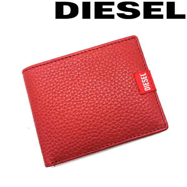 ディーゼル 財布（メンズ） DIESEL 財布 ディーゼル メンズ&レディース 二つ折り 型押しレザー レッド X09012-PR013-T4031 ブランド