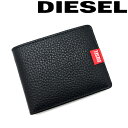 DIESEL 財布 ディーゼル メンズ レディース 二つ折り 型押しレザー ブラック X09012-PR013-T8013 ブランド