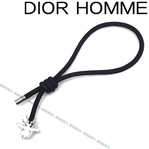 楽天WOODNET　楽天市場店【在庫処分特価】DIOR HOMME ブレスレット ディオールオム メンズ コード&BEE ブラック×シルバー B0866HOMST-992 ブランド 男性用 黒