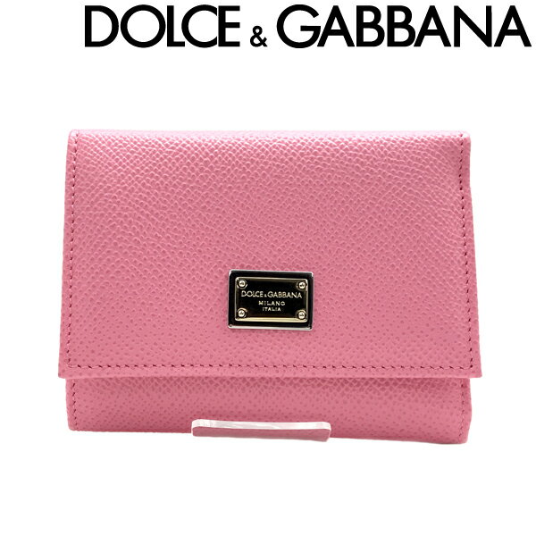 Ｄ＆Ｇ 財布（メンズ） DOLCE&GABBANA 三つ折り財布 ドルチェ＆ガッバーナ レディース 型押しレザー ロゴ ピンク BI0770-A1001-80424 ブランド