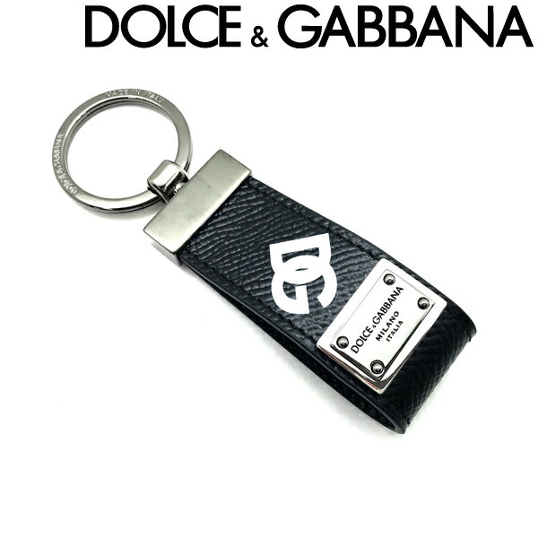 DOLCE GABBANA キーホルダー ドルチェ＆ガッバーナ キーリング メンズ レディース 型押しレザー DGロゴ ブラック BP1371-AG256-HNVAA ブランド