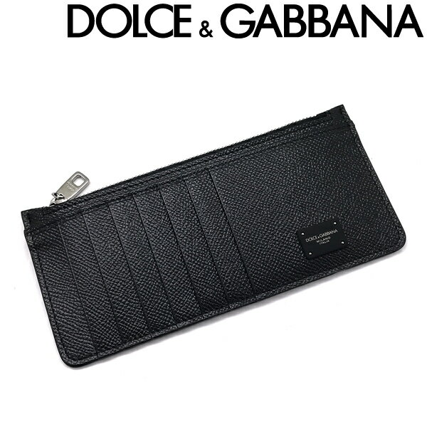 ドルチェ＆ガッバーナ 財布（メンズ） DOLCE&GABBANA コンパクト財布 ミニ長財布 小さい財布 薄い 小型 スリム カードケース ドルチェ＆ガッバーナ メンズ&レディース 型押しレザー コインケース ブラック BP2172-AZ602-80999 ブランド