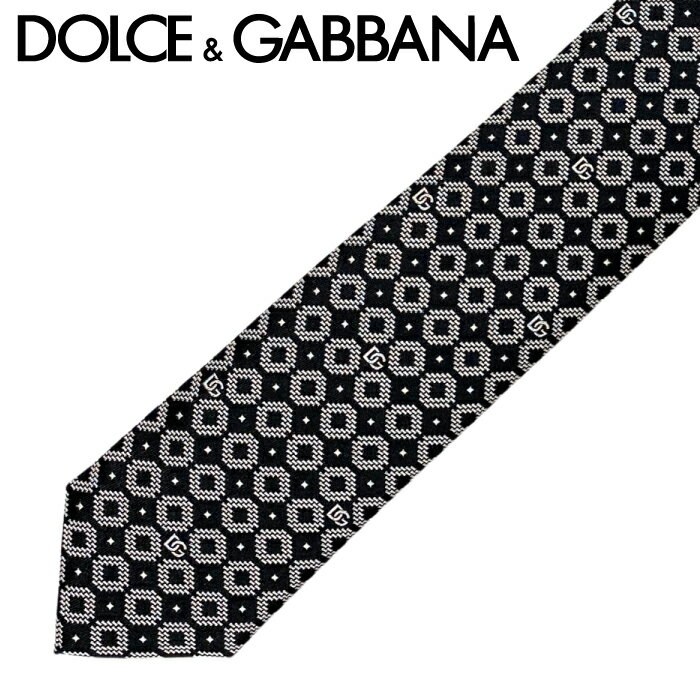 DOLCE&GABBANA ネクタイ ドルチェ＆ガッバーナ メンズ シルク DGロゴ イタリア ブラック×ホワイト【剣先幅：6cm】 gt149e-g0jra-n0004 ブランド