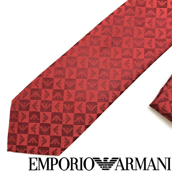 アルマーニ ネクタイ EMPORIO ARMANI ネクタイ エンポリオアルマーニ メンズ イーグルロゴ柄 シルク レッド 赤 340049-612-00174 ブランド