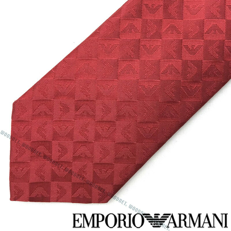 アルマーニ ネクタイ EMPORIO ARMANI ネクタイ エンポリオアルマーニ メンズ イーグルロゴ柄シルク レッド 赤 340049-612-05573 ブランド