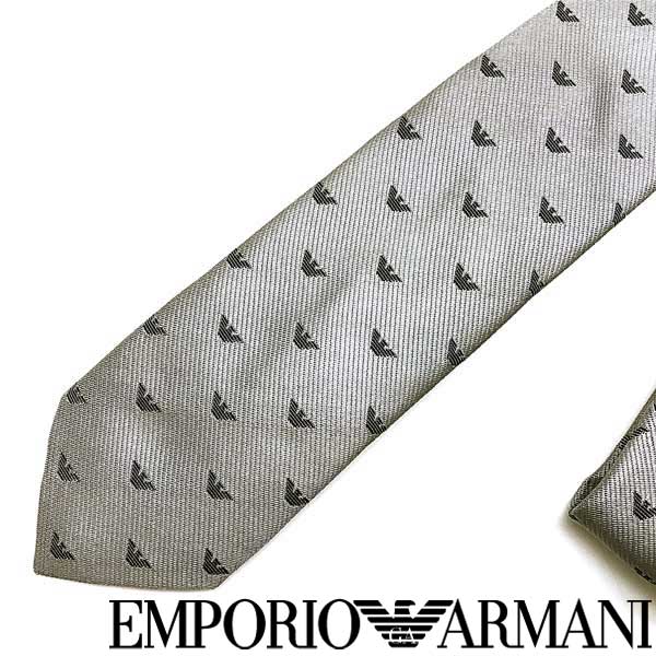 EMPORIO ARMANI ネクタイ エンポリオアルマーニ メンズ イーグルロゴ柄 シルク パールグレー 340049-616-00040 ブランド ビジネス