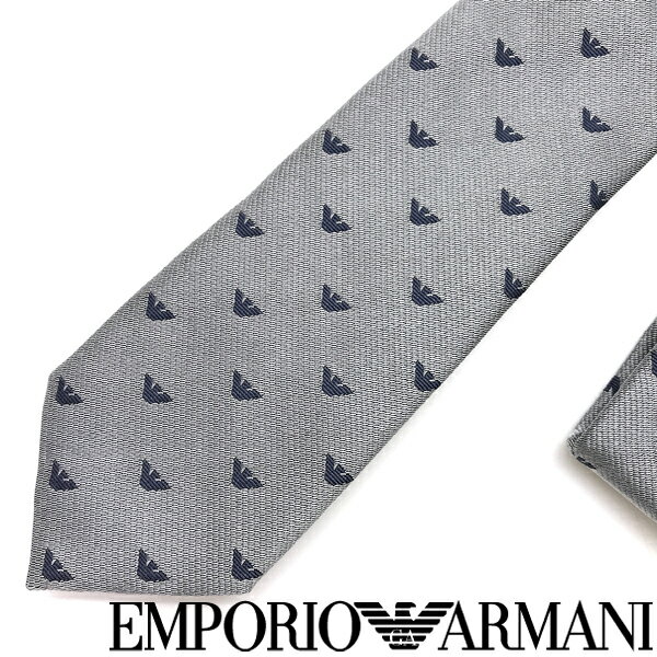 EMPORIO ARMANI ネクタイ エンポリオアルマーニ メンズ イーグルロゴ柄 シルク グレー 340049-616-21341 ブランド