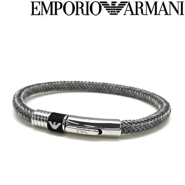 エンポリオアルマーニ ブレスレット メンズ 【人気モデル】EMPORIO ARMANI ブレスレット エンポリオアルマーニ メンズ&レデイース アクセサリー イーグルロゴ シルバー×ブラック EGS1623040 ブランド